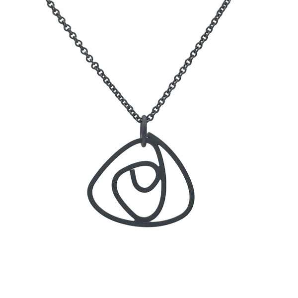 Labyrinth Necklace, oxidized sterling silver on 16" or 18" oxidized sterling silver chain
