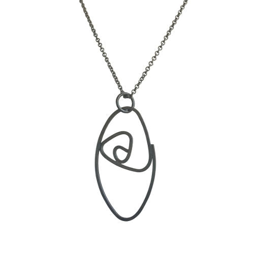 Labyrinth Necklace, oxidized sterling silver on 16" or 18" oxidized sterling silver chain