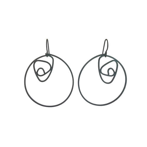 Labyrinth Earrings XL, oxidized sterling silver dangle earrings