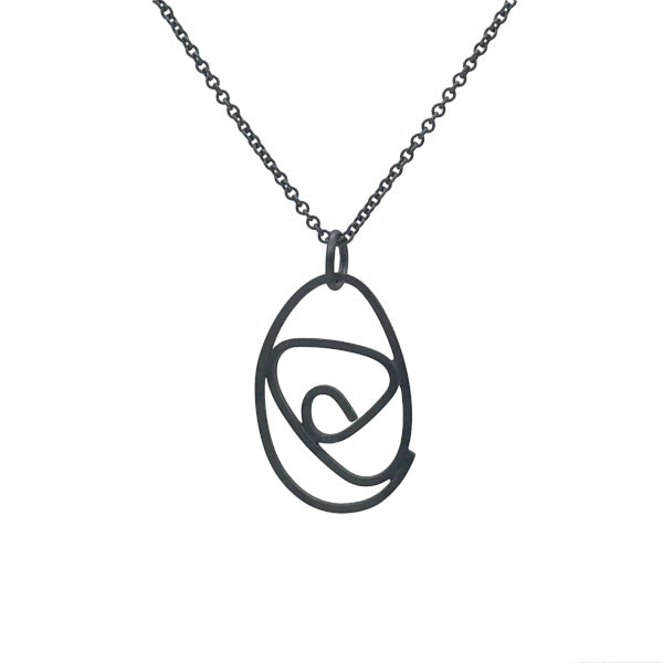 Labyrinth Necklace, oxidized sterling silver on 16" or 18" oxidized sterling silver chain