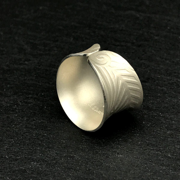 Eden Adjustable Ring sterling silver flora pattern