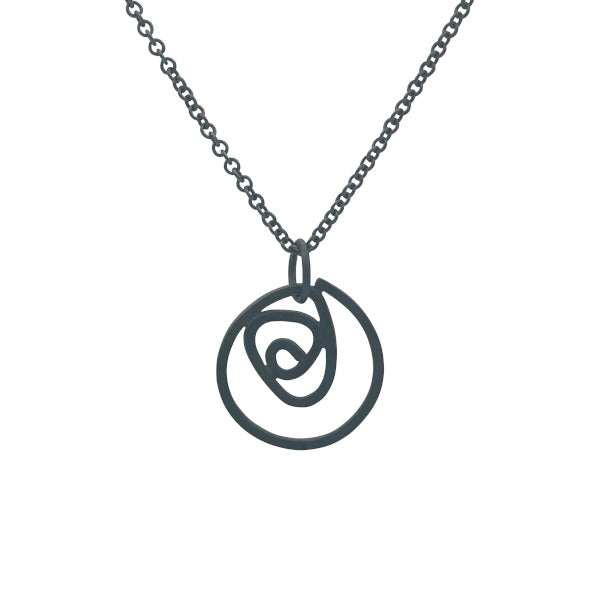 Labyrinth Necklace Small oxidized sterling silver on sturdy 16" or 18" sterling silver cable chain