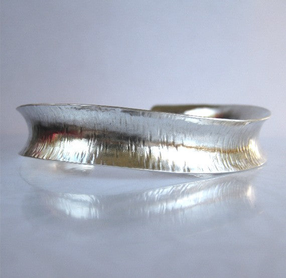 Radiate Wave Cuff Bracelets, sterling silver, choose textures of Confetti, Rain, Squares, Sand, comfortable cuffs