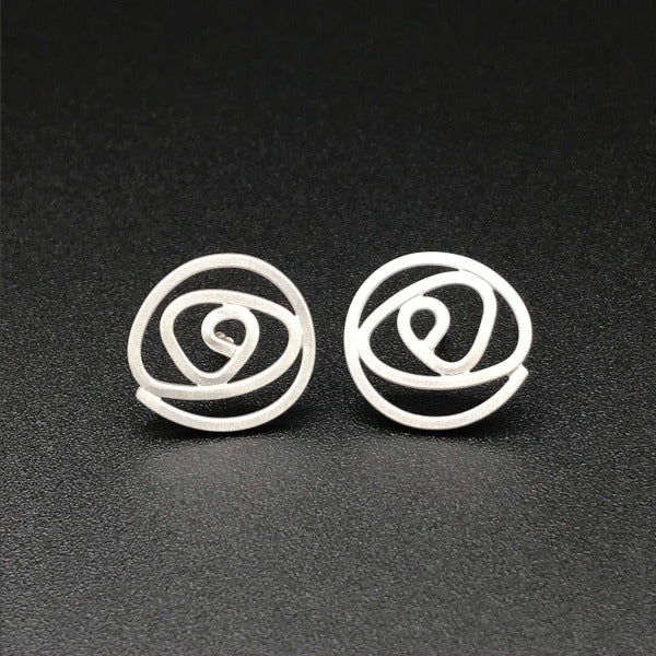 Labyrinth Collection post earrings sterling silver spiral design