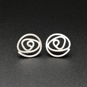 Labyrinth Collection post earrings sterling silver spiral design