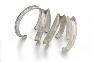 Radiate Wave Cuff Bracelets, sterling silver, choose textures of Confetti, Rain, Squares, Sand, comfortable cuffs