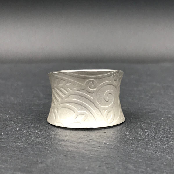Eden Adjustable Ring sterling silver flora pattern