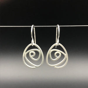 Labyrinth Earrings dangles sterling silver size small lightweight