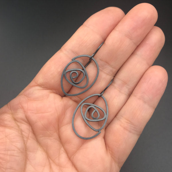 Labyrinth Oxidized Dangle Earrings, Medium