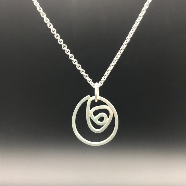 Labyrinth Necklace Small natural sterling silver on sturdy 16" or 18" sterling silver cable chain