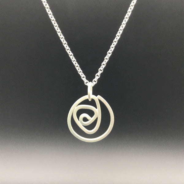 Labyrinth Necklace Small natural sterling silver on sturdy 16" or 18" sterling silver cable chain
